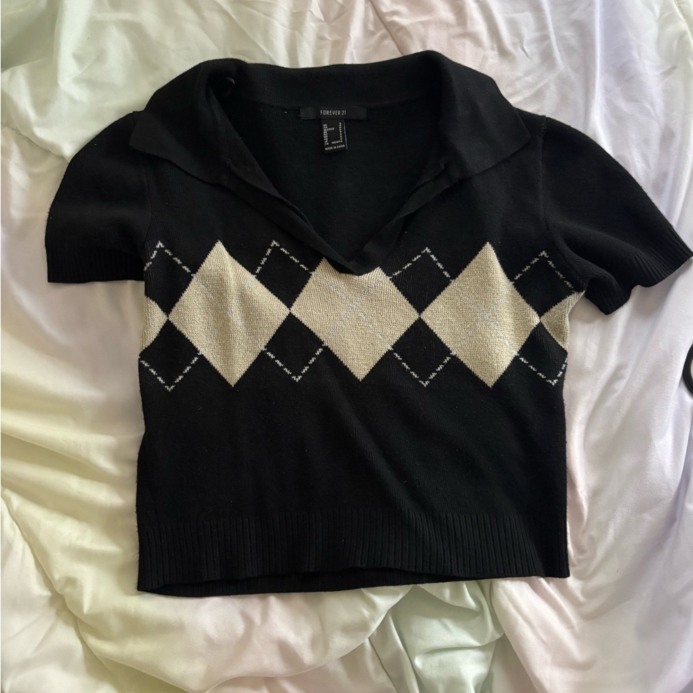 argyle cropped sweater
